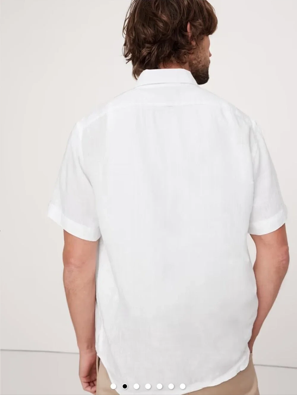 NWOT Banana Republic White Standard-Fit Linen Short-Sleeve Shirt Size Large